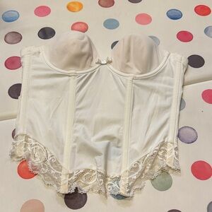 Ivory Lace-Trim Bustier Lingerie Top